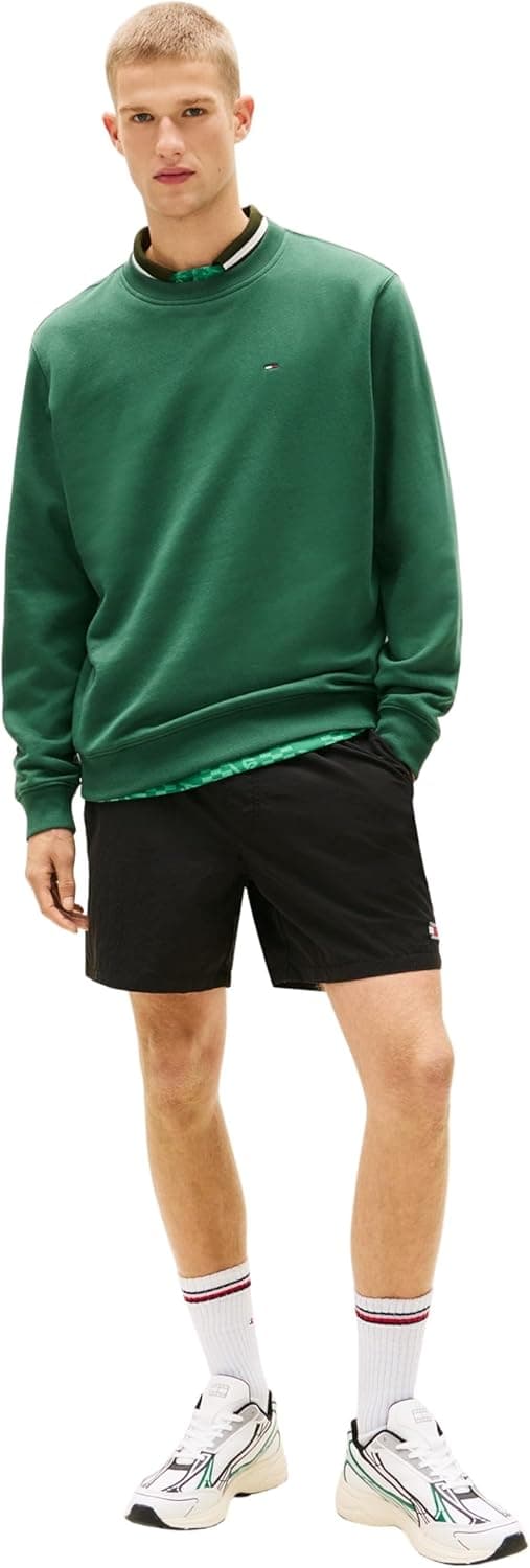 Detalle de Tommy Jeans felpa da uomo Regular Fit con bandiera sul petto