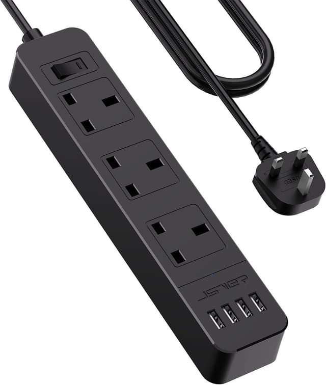 Detalle de JSVER Extension Lead 3m 3250W 13A with USB ports ๐