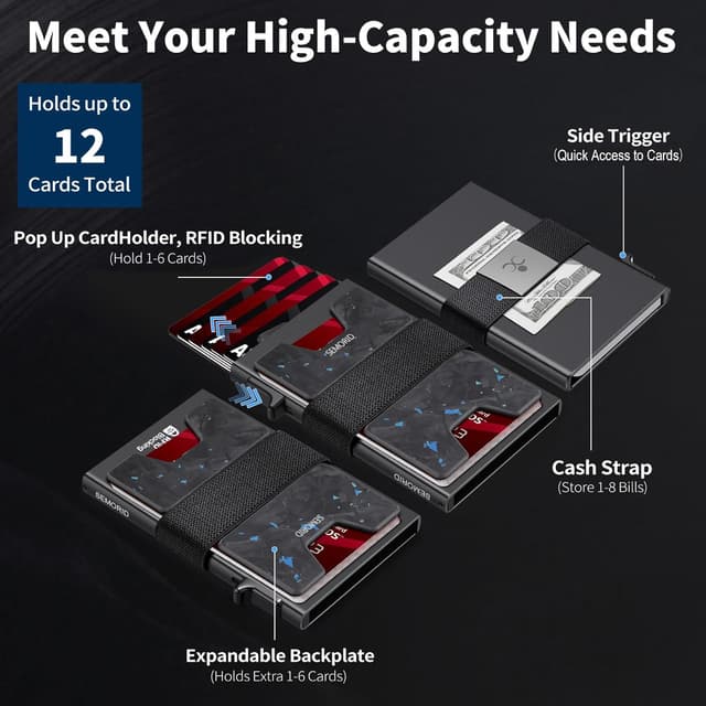 Detalle 2 de SEMORID Mens Wallet, Slim RFID £ Pop up