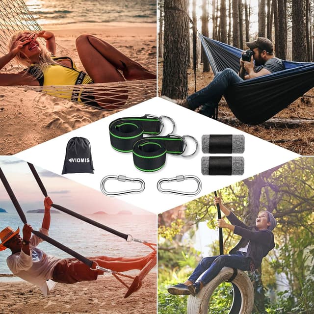 Detalle 2 de Viomis Schaukel- & Hängematten-Befestigungsset mit 150 cm Gurten (900 kg) – Komplettpaket für Garten & Outdoor