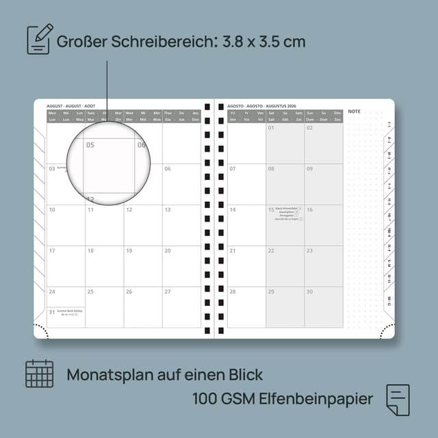 Detalle de POPRUN Kalender 2026 Wochenplaner 12 Monate