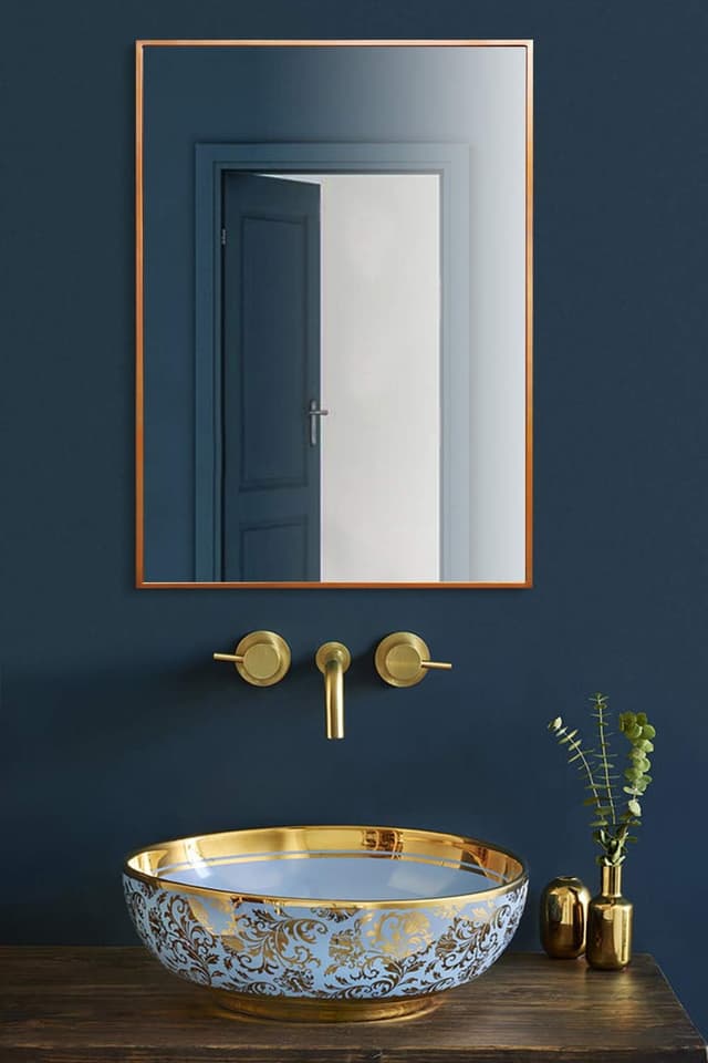 Detalle 2 de Elegance by Casa Chic Gran Espejo de Pared Oro Rosa 🪞 70x50 cm