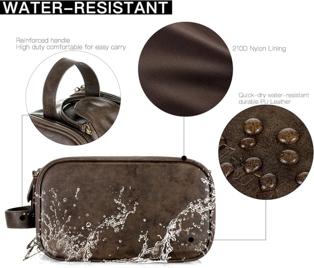 Detalle de Elviros water-resistant PU leather toiletry bag