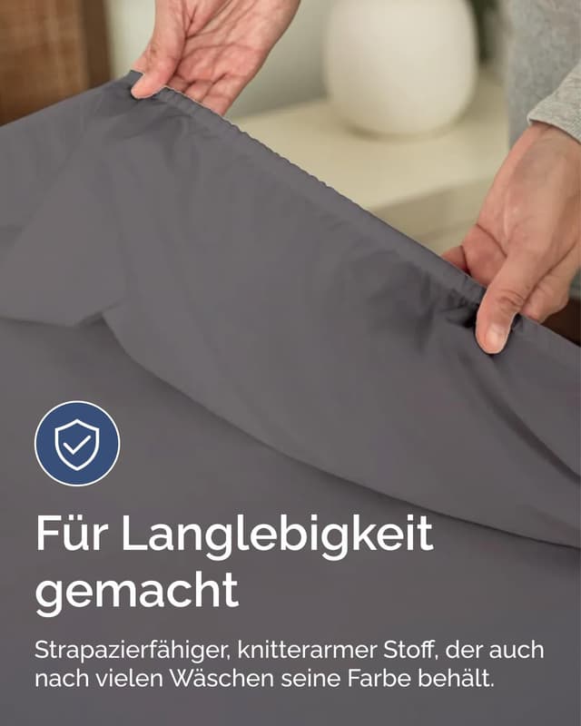 Detalle de Spannbettlaken 180x200 cm Dunkelgrau – extra tief bis 30 cm Höhe, Mikrofaser (OEKO-TEX)