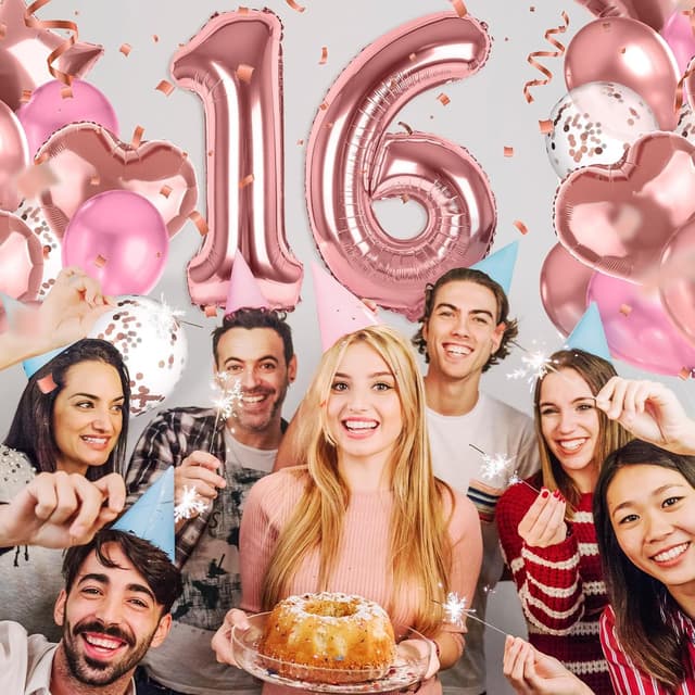 Detalle 1 de Déco ballons 16 ans anniversaire fille