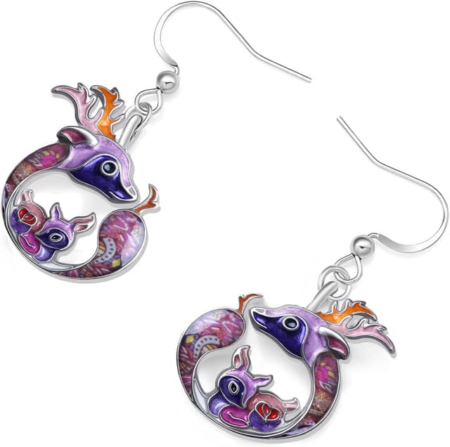 Detalle de Boucles d’oreilles pendantes LONYOO à thème animaux (émail) pour la Fête des Mères