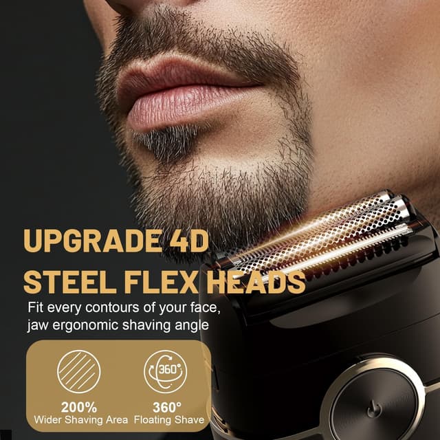 Detalle de VitezTab Foil Shaver Electric Razor: Mini electric shaver with 4 floating blades, 2-speed control, IPX7 and USB-C