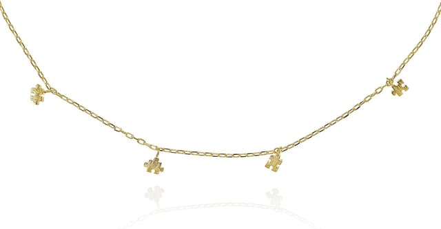 Thumbnail 6 de Collier Namana Namana avec breloques en puzzle, ras-du-cou argenté à breloques 5 mm