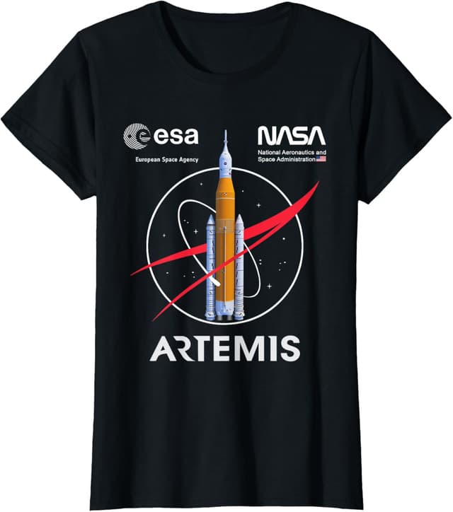 Detalle de NASA Artemis Mission SLS Worm & ESA Logo T-Shirt – klassisches NASA-Design für Fans