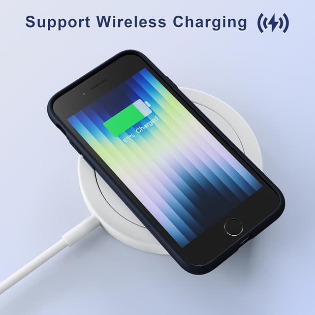 Detalle 2 de TAXXOE Liquid Silicone Case for iPhone SE (2020/2022) and iPhone 7/8 – Soft-touch, shock and dust protection, Dark Blue