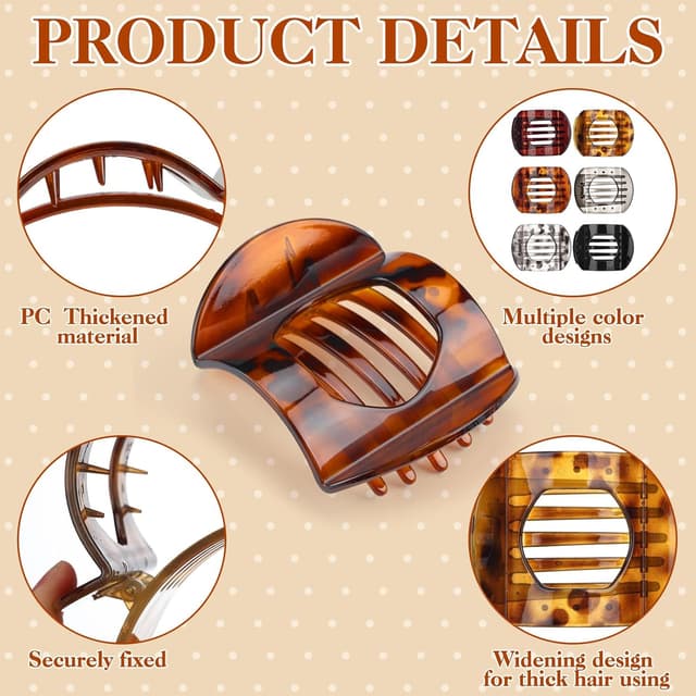 Thumbnail 5 de Large Flat Hair Clips 3.44×2.76 in