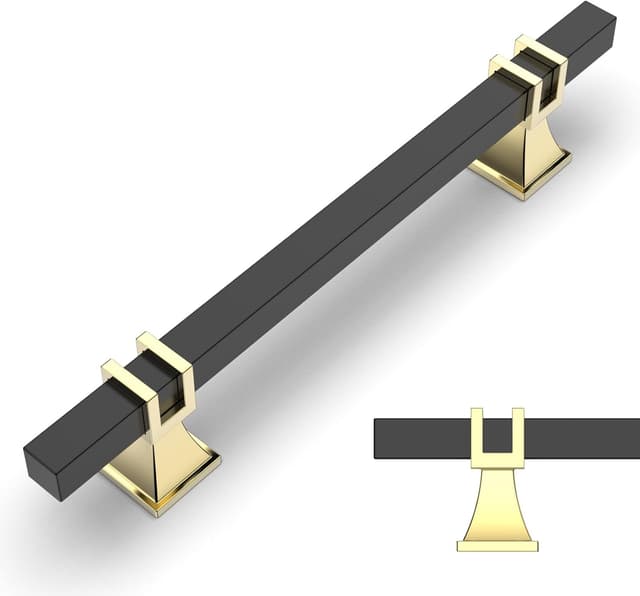 Detalle de Lot de 10 poignées de meuble Amerdeco Noirdoré 128 mm avec vis