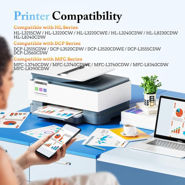 Detalle 2 de LxTek TN248XL Toner-4er-Pack für Brother (TN248XL Schwarz, Cyan, Magenta, Gelb) – kompatibel mit MFC/DCP/DCP-L/HL-Modellen