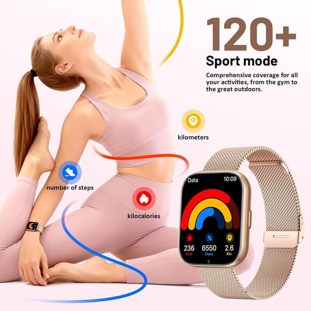 Detalle 1 de SLOKSFil Smartwatch Damen 1,75-Zoll Rose Gold