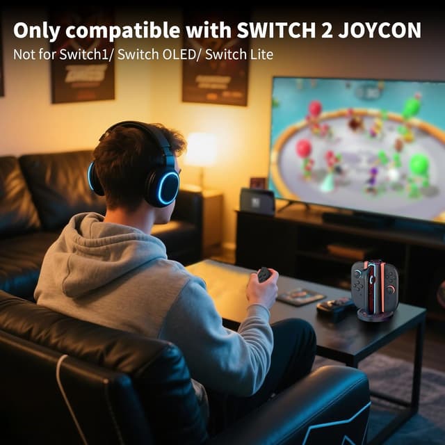 Thumbnail 6 de AceGamer 4-In-1 Charging Dock for Nintendo Switch 2 Joy-Con (4-Port Magnetic Charging Station, Black)