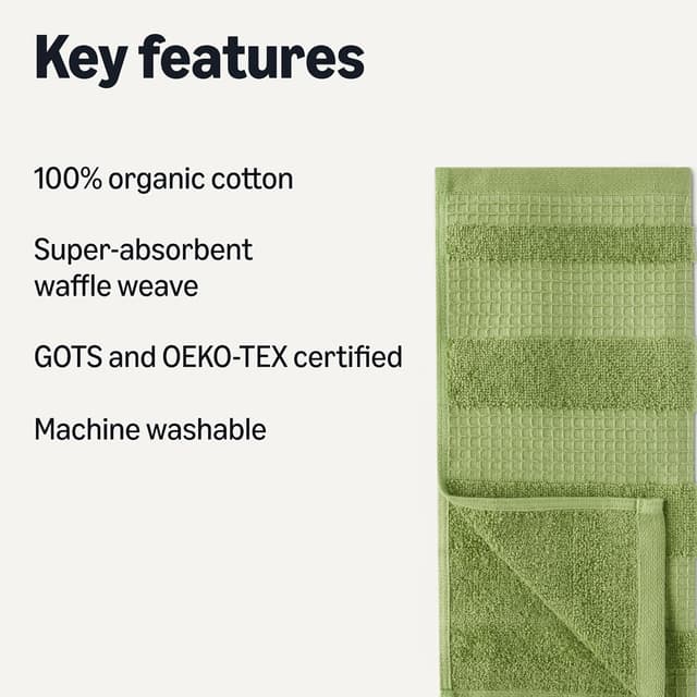 Detalle 2 de Amazon Basics 100% Organic Cotton Waffle Dish Cloths 31 x 31 cm 🧽