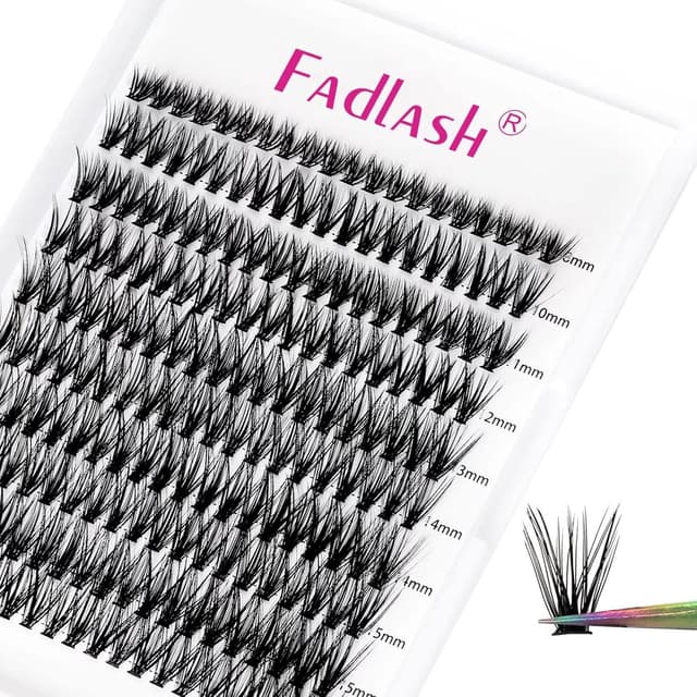 Detalle de FADLASH DIY 40 extensions de cils en cluster root, volume russe, noir 0,07 C (8–16 mm) — mixte 10 lignes/20 pcs