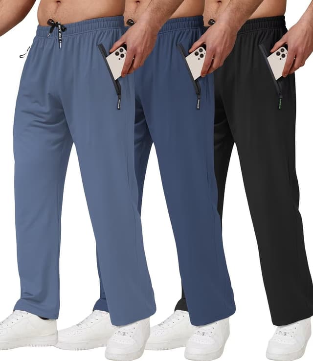Thumbnail 6 de lomsoe 3-Pack Men’s Athletic Pants with Zip Pockets (Lightweight Workout Sweatpants)