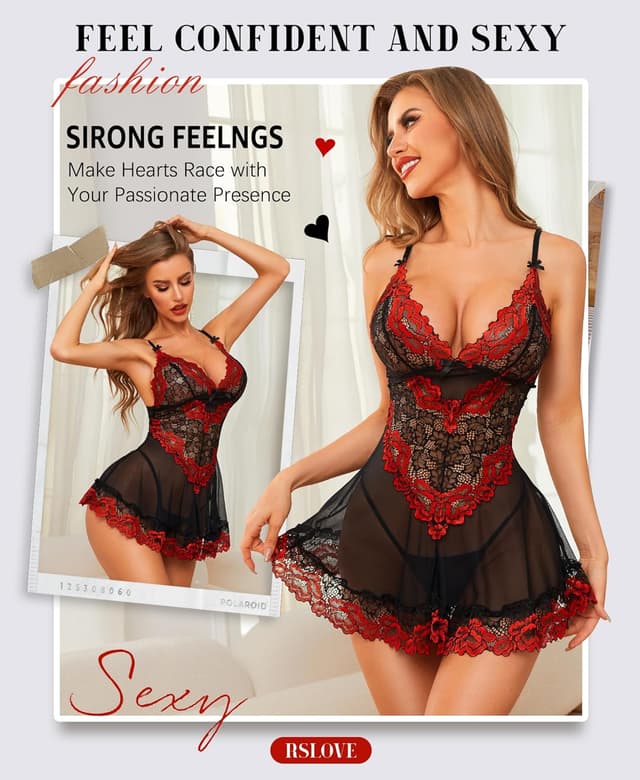 Detalle de RSLOVE lace babydoll lingerie chemise