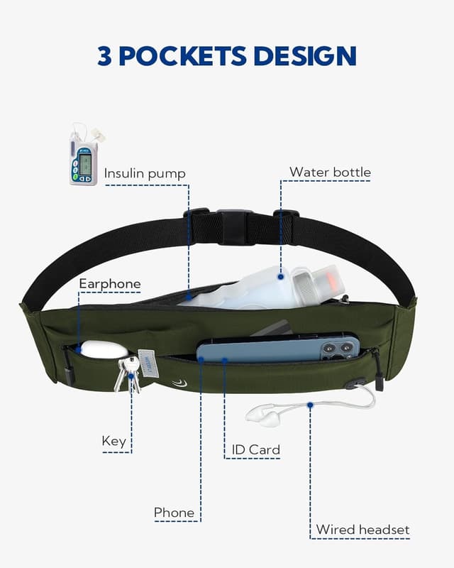 Detalle de WATERFLY Laufgürtel für Handy – Lauf-/Bauchtasche fürs Joggen, Sport & Reisen