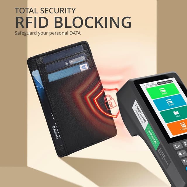 Thumbnail 4 de Real Leather Slim Minimalist Wallet 4-pocket