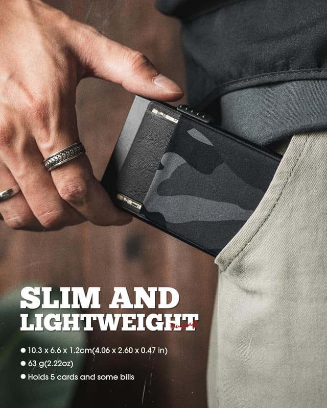 Detalle de DUGRAFT Men’s Pop-Up Aluminium Credit Card Holder Wallet with RFID Blocking & Coin Pocket