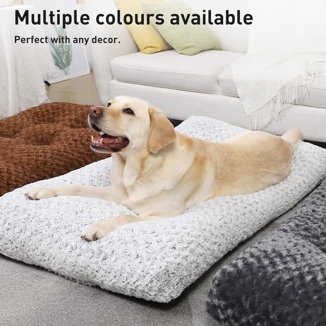 Detalle 1 de KSIIA Large Dog Bed Washable Calming Crate Mattress (90x60x8cm) – Non-Skid Crate Cushion in Brown