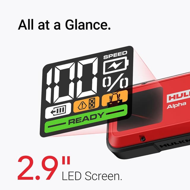 Detalle de HULKMAN Alpha Ultra Red Avviatore portatile 12V 1250A (44,4Wh) con display LED e IP65