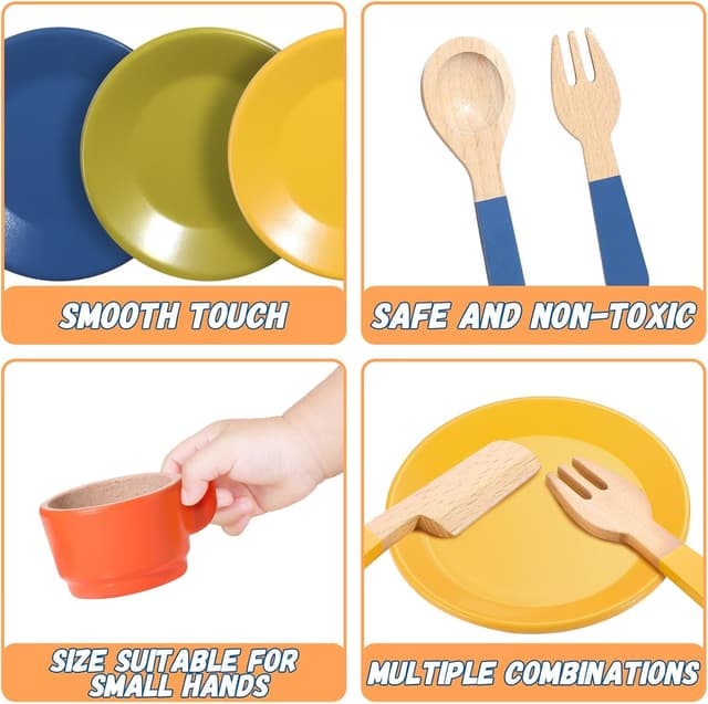 Detalle 2 de GAGAKU Wooden Play Food Sets for Kids Kitchen (26-Piece Montessori Wooden Pretend Food Set)