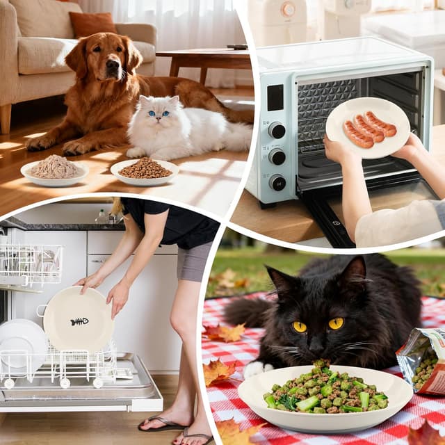 Thumbnail 6 de Katzennapf Keramik-Set „Katzennapf Keramik 2er“- rutschfeste Futternäpfe mit Silikonbasis und 2 Spielbällen, weiß