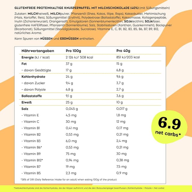 Thumbnail 6 de NICKS Protein Wafer Riegel Orange 25% Eiweiß