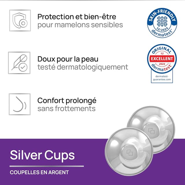 Detalle 2 de COVERbasics Coupelle Argent d’allaitement SilverCups — coque d’allaitement en argent (dispositif médical)
