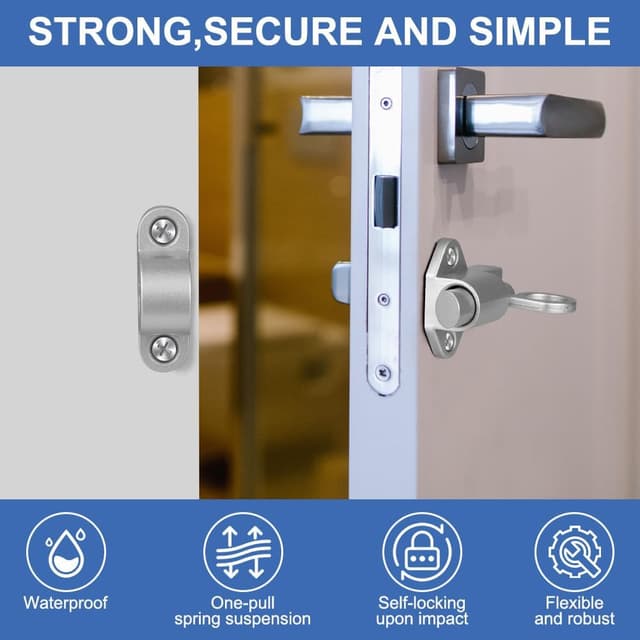 Thumbnail 4 de AOOSU Molla Automatica Chiavistello 2pz Argento