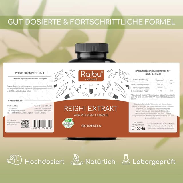 Thumbnail 2 de Raibu Reishi Kapseln Hochdosiert 650 mg