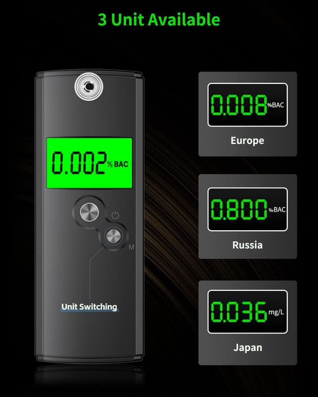 Detalle de Pohicoo Ethylotest électronique homologué NF : alcootest portable à écran LCD (noir)