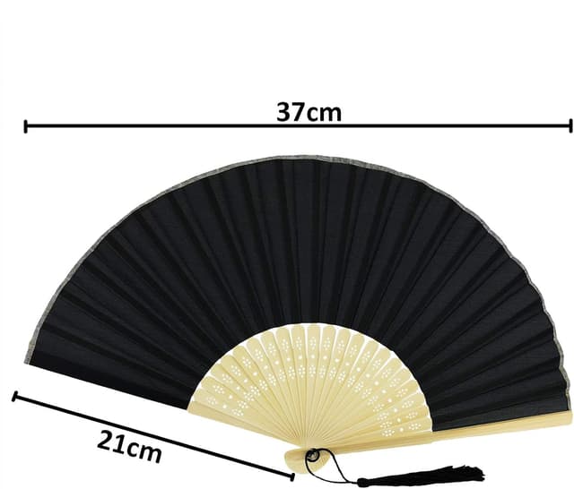 Detalle 2 de FANSOF.FANS Silk hand fan pack 10, black 🪶