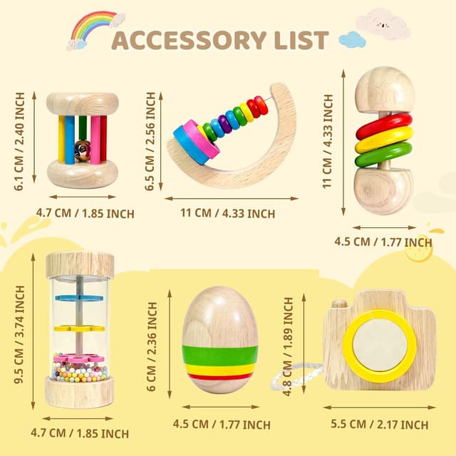 Thumbnail 6 de Wooden baby rattle set 6-piece for 1 year