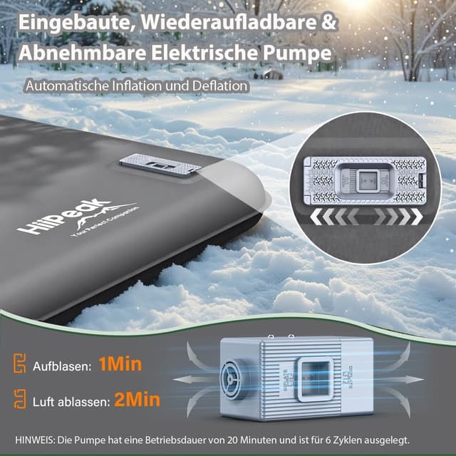 Detalle de HiiPeak Isomatte R-Wert 9,5 – Extra Thermal Campingmatratze für 2 Personen mit Kissen