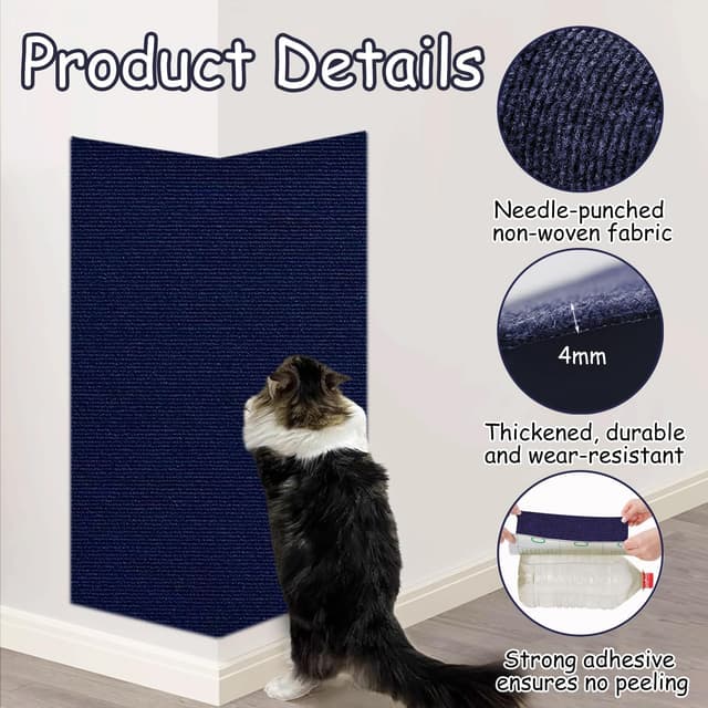 Detalle de Xynovate tappetino tiragraffi adesivo per gatti blu, riutilizzabile e tagliabile