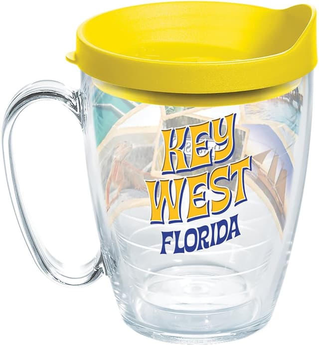 Detalle de Tervis Florida Key West Collage 16oz Tumbler Mug with Wrap and Yellow Lid (Clear)