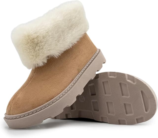 Detalle de JOMIX Bottines hiver femme fourrées à col fausse fourrure – semelle épaisse antidérapante