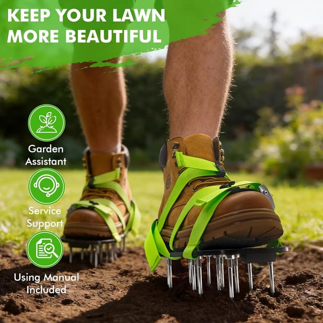 Detalle de Scalnuvyyh Lawn Aerator Shoes – Heavy Duty spike aerator with metal buckle & adjustable straps