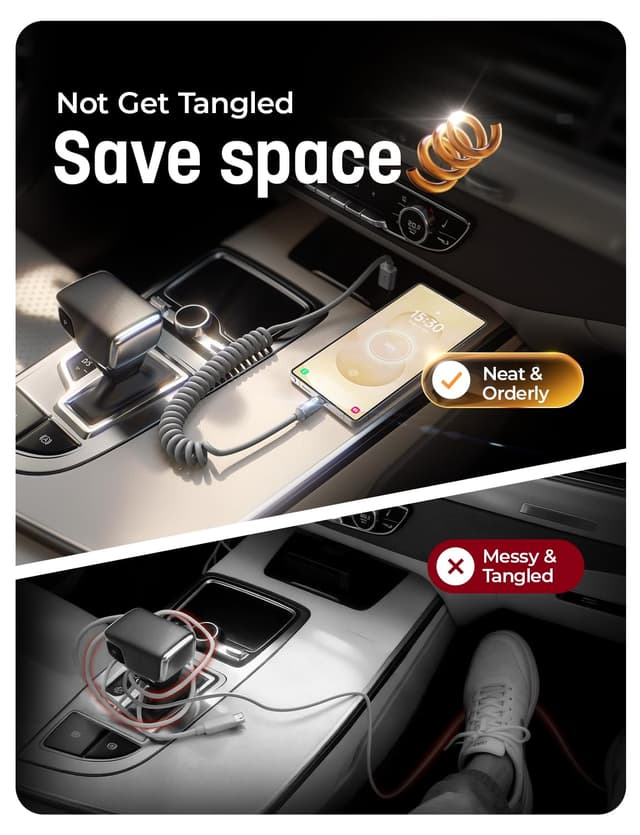 Detalle 2 de LISEN Coiled USB C Cable 4ft, 2-Pack