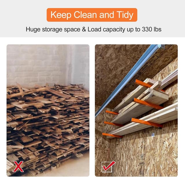 Detalle 2 de Ultrawall 3-Level Wall Mount Wood Organizer & Lumber Storage Metal Rack (4-Pack) for Indoor/Outdoor