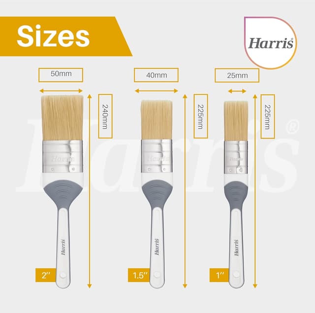 Detalle 2 de Harris Seriously Good Woodwork Stain & Varnish Paint Brushes (3-pack) – 1", 1.5" and 2" in Grey