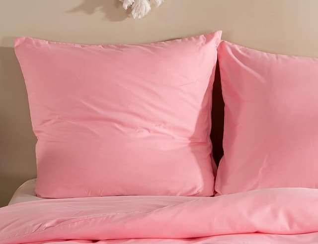 Detalle de Amolavet Kissenbezug 80x80 Rosa – 2er-Set mit Hotelverschluss aus 100% gebürsteter Mikrofaser