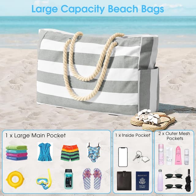 Thumbnail 6 de Waterproof Beach Bag Large 20.8x14.5in Tote