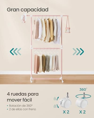 Detalle 2 de SONGMICS LLR401R01 Burro de ropa extensible 113–180 cm