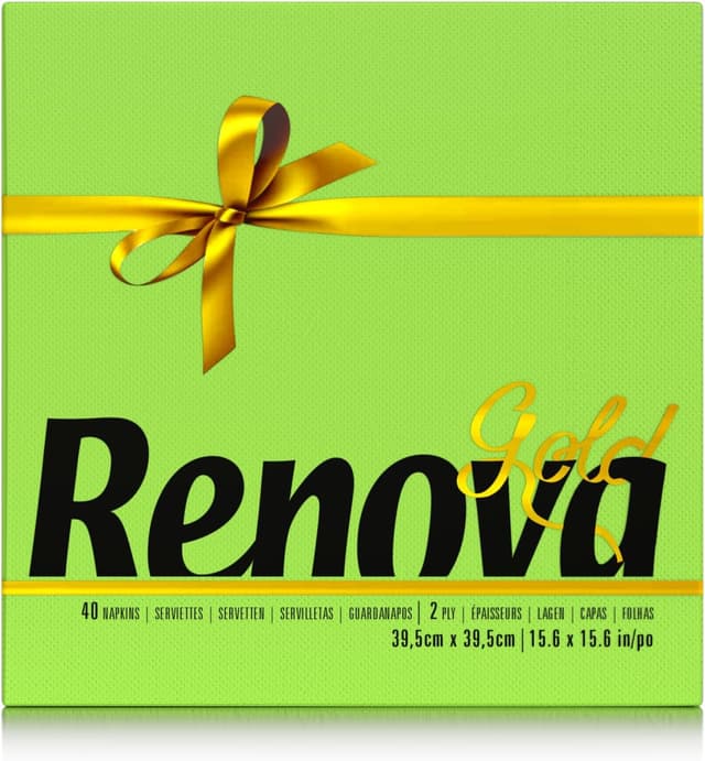 Detalle de Renova Lot de 40 serviettes en papier Gold Vert (double couche, 39 x 39 cm)