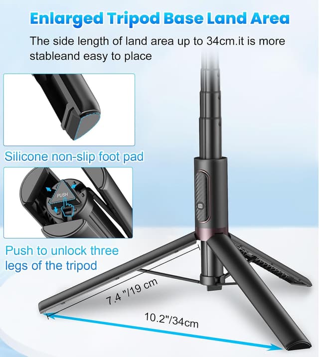 Detalle 2 de TONEOF 67" Selfie Stick Tripod with Remote